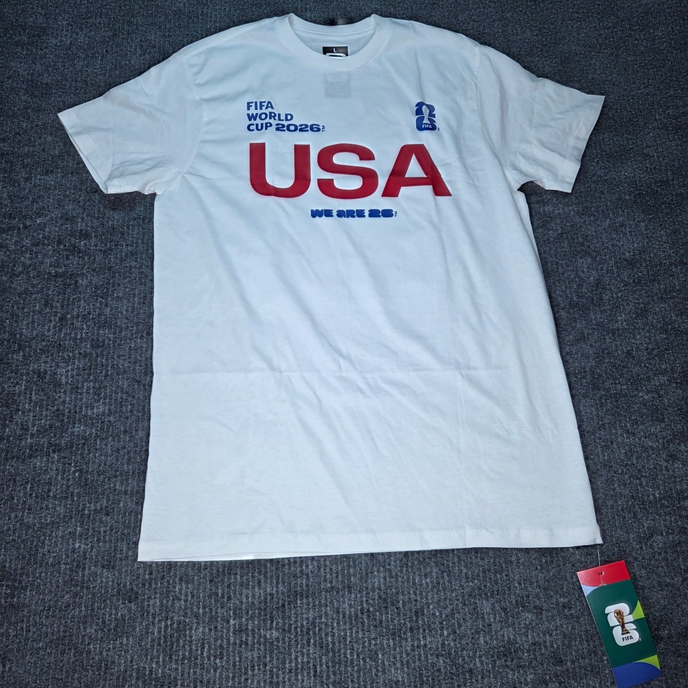FIFA World Cup 2026 T Shirt Mens Large USA White Soccer Fan Gear We Are 2026